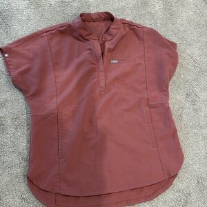 Figs Mauve Zip front scrub top